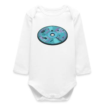 Digitale Zukunft Computer 90er Retro Design - Baby Organic Langarmbody - Weiß - Vorne