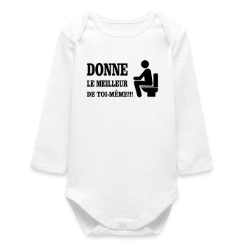 Give it your best - Baby Organic Long-Sleeved Bodysuit - white - Front