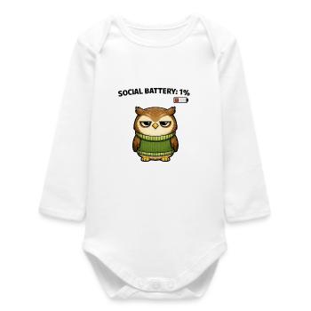 Eulenpullover 1% Akku Humor - Baby Organic Langarmbody - Weiß - Vorne
