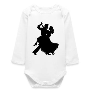 Dancing Couple Silhouette | Elegant dance motif - Baby Organic Long-Sleeved Bodysuit - white - Front