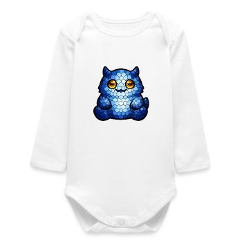 Mosaic Cat Blue-eye - Baby Organic Long-Sleeved Bodysuit - white - Front