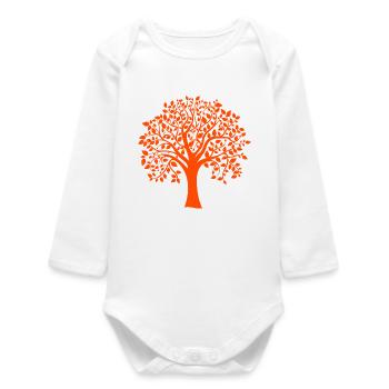 Silhouette base orange imprimée Jumbo Tree - Body bébé manches longues biologique - blanc - Devant