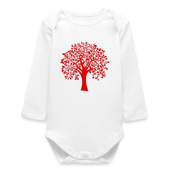 Silhouette base d’arbre jumbo rouge à motif - Body bébé manches longues biologique - blanc - Devant