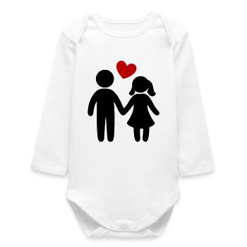 Couple In Love Heart - Baby Organic Long-Sleeved Bodysuit - white - Front