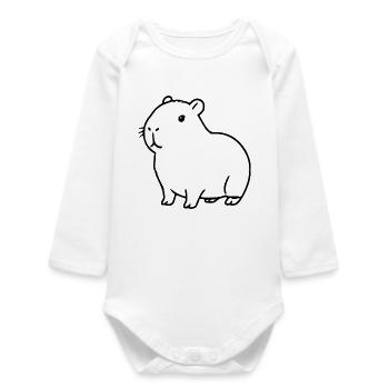 Capybara Wasserschwein schwarz - Baby Organic Langarmbody - Weiß - Vorne