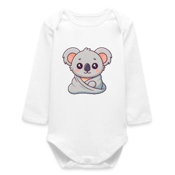 Cuddly Koala in Pastel Wrap - Baby Organic Long-Sleeved Bodysuit - white - Front