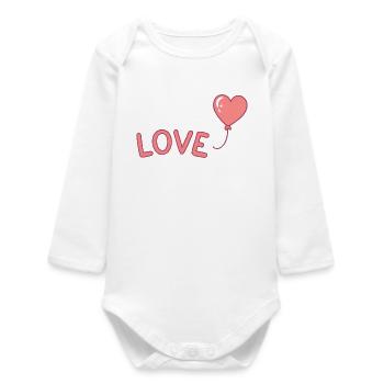 Pastell-Liebesballon-Illustration - Baby Organic Langarmbody - Weiß - Vorne