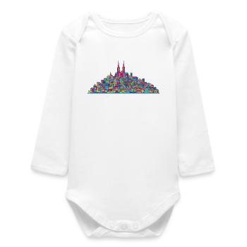 Moderne Linienkunst der Stadtsilhouette der Stadt Lausanne - Baby Organic Langarmbody - Weiß - Vorne