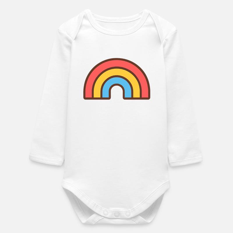 Arc-en-Ciel rétro éclatant - Body bébé manches longues biologique - blanc