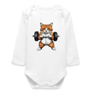 Fitness des chats - Body bébé manches longues biologique - blanc - Devant