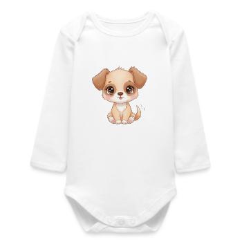Süßer Welpen Charme - Baby Organic Langarmbody - Weiß - Vorne