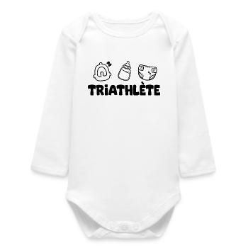 bébé triathlète - Body bébé manches longues biologique - blanc - Devant