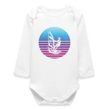 Klassisches Windsurfing Motiv - Baby Organic Langarmbody - Weiß - Vorne