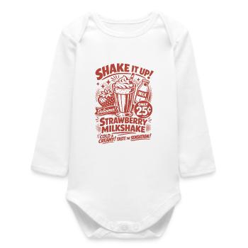 Erdbeer Milchshake 50er Jahre Retro Design - Baby Organic Langarmbody - Weiß - Vorne
