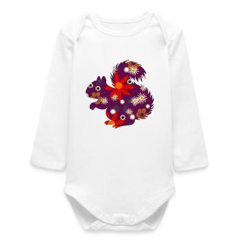 Petits animaux mignons, motif floral - Body bébé manches longues biologique - blanc - Devant