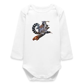 Ring-tailed lemurs - Baby Organic Long-Sleeved Bodysuit - white - Front