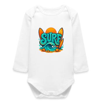 Art des mots Sunset Surf - Body bébé manches longues biologique - blanc - Devant