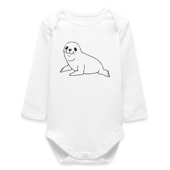 Seehund Robbe - Baby Organic Langarmbody - Weiß - Vorne