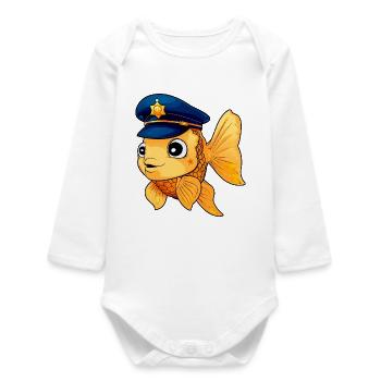 Goldfish Policeman - Baby Organic Long-Sleeved Bodysuit - white - Front