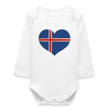 Conception du cœur du drapeau islandais - Body bébé manches longues biologique - blanc - Devant