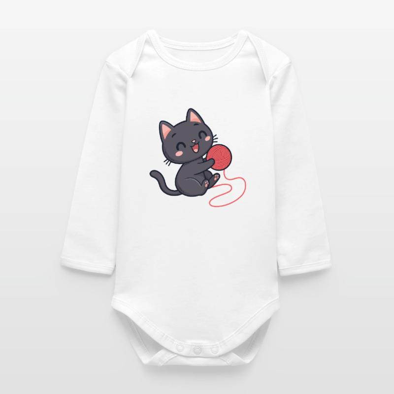 Red wool kitten soft pattern Baby Organic Long-Sleeved Bodysuit