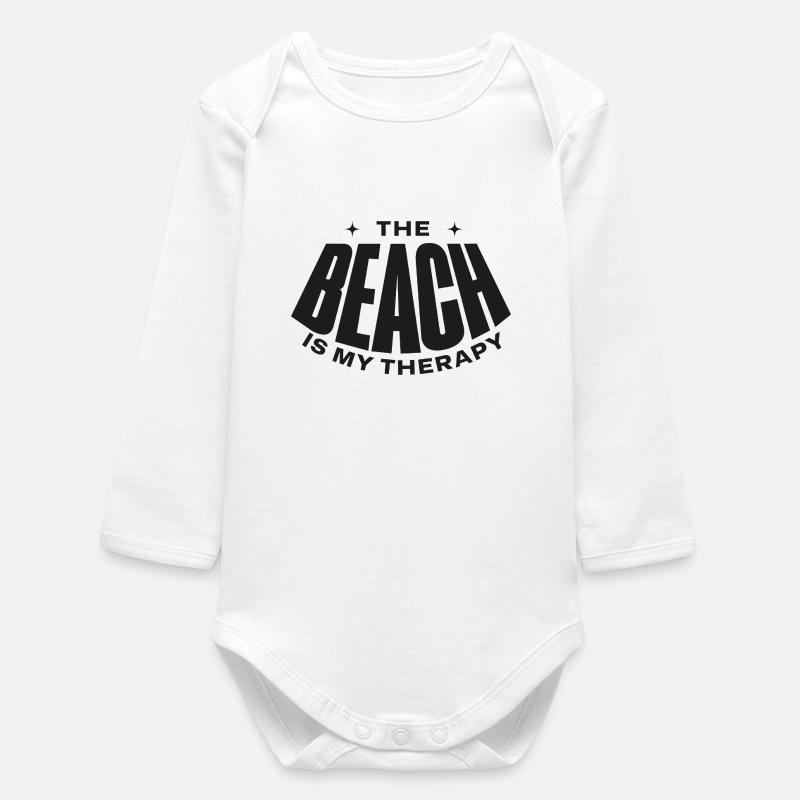 BEACH IS THERAPY - Baby Organic Long-Sleeved Bodysuit - white