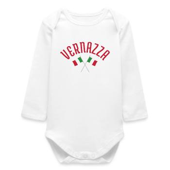 Vernazza Italian Flags - Baby Organic Long-Sleeved Bodysuit - white - Front