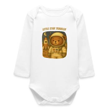 Little Cosmonaut Bear - Baby Organic Long-Sleeved Bodysuit - white - Front