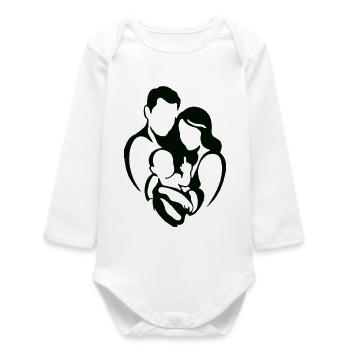 Family Silhouette Love Middle Finger - Baby Organic Long-Sleeved Bodysuit - white - Front