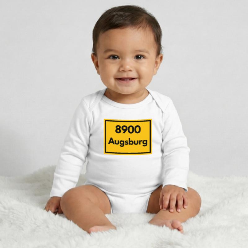 OLD POSTCODE POSTCODE RETRO 8900 AUGSBURG Baby Organic Long-Sleeved Bodysuit