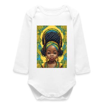 Afro Rastafari Portrait Child - Baby Organic Long-Sleeved Bodysuit - white - Front