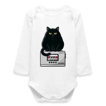 Walkman Loaf Chat Musique K7 - Body bébé manches longues biologique - blanc - Devant