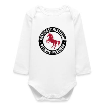 Amoureux du cheval antifasciste - Antifa Equestrian Sport - Body bébé manches longues biologique - blanc - Devant