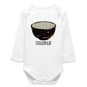Bol de thé Chawan fissuré - Body bébé manches longues biologique - blanc - Devant
