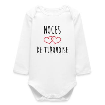 Noces de Turquoise 18 ans de mariage - Body bébé manches longues biologique - blanc - Devant