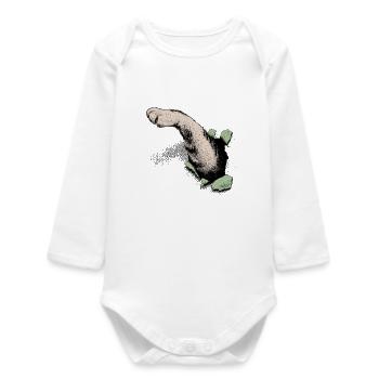Katzenpfote – Vintage Mixed Media Halftone - Baby Organic Langarmbody - Weiß - Vorne