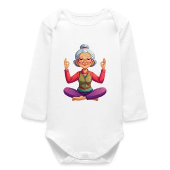 Oma meditiert - Baby Organic Langarmbody - Weiß - Vorne