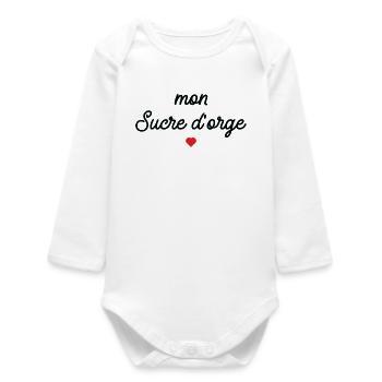 Mon Sucre d'Orge Script Cœur Rouge - Body bébé manches longues biologique - blanc - Devant