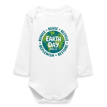 Emblème du Jour de la Terre : Réduire Réutiliser Recycler - Body bébé manches longues biologique - blanc - Devant