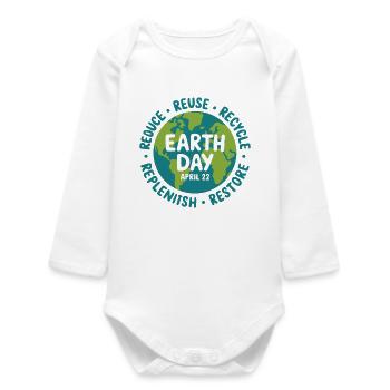 Cercle de la Journée de la Terre : Réduire, Réutiliser, Recycler - Body bébé manches longues biologique - blanc - Devant