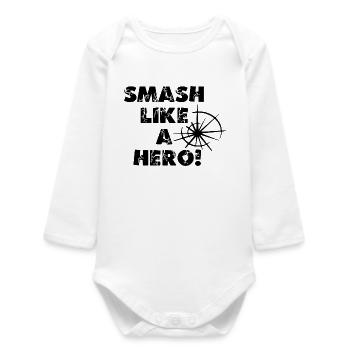 Écrasez comme un héros - Gamer Design en noir - Body bébé manches longues biologique - blanc - Devant