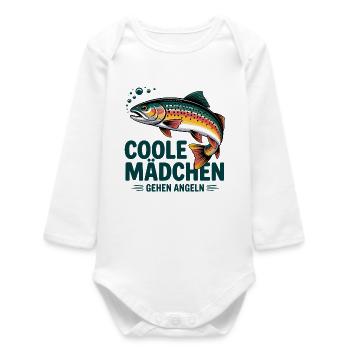Coole Mädchen Gehen Angeln - Baby Organic Langarmbody - Weiß - Vorne