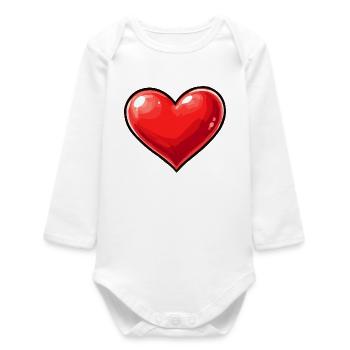 Shiny Heart Pop Art Motif - Baby Organic Long-Sleeved Bodysuit - white - Front