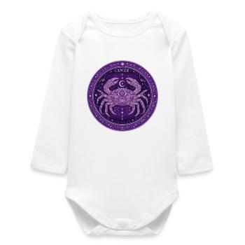 Krebs Sternzeichen Ornament im Lila - Baby Organic Langarmbody - Weiß - Vorne