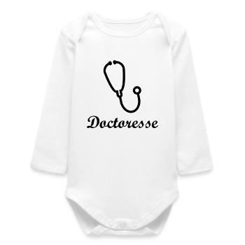 Doctoresse stéthoscope médical femme - Body bébé manches longues biologique - blanc - Devant