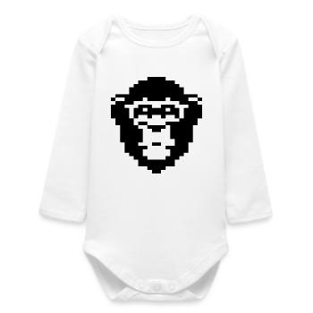 Conception du visage de singe pixelisé - Body bébé manches longues biologique - blanc - Devant