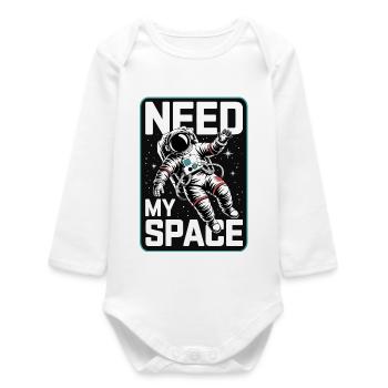 Need My Space Astronaut - Baby Organic Langarmbody - Weiß - Vorne