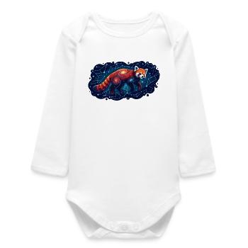 Kosmischer Roter Panda Konstellation Sternbild - Baby Organic Langarmbody - Weiß - Vorne