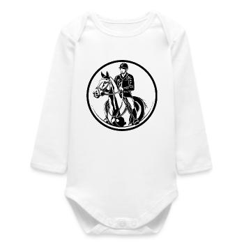 Riding Horse Man Silhouette - Baby Organic Long-Sleeved Bodysuit - white - Front