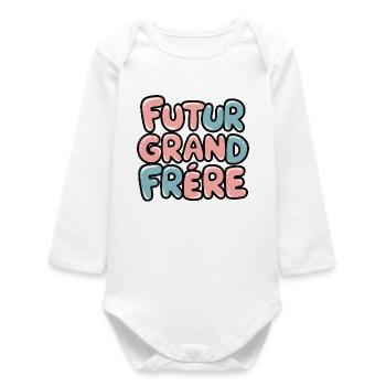 Future Big Brother – Kids T-Shirt Announcement Grosses - Baby Organic Long-Sleeved Bodysuit - white - Front